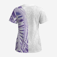 Traditional Polynesian Art Tattoos Scrub Top Purple Color LT03 - Polynesian Pride