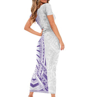 Traditional Polynesian Art Tattoos Short Sleeve Bodycon Dress Purple Color LT03 - Polynesian Pride