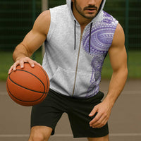 Traditional Polynesian Art Tattoos Sleeveless Zip Hoodie Purple Color LT03 - Polynesian Pride