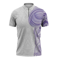 Traditional Polynesian Art Tattoos Zipper Polo Shirt Purple Color LT03 Purple - Polynesian Pride