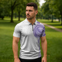 Traditional Polynesian Art Tattoos Zipper Polo Shirt Purple Color LT03 - Polynesian Pride
