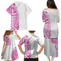 Traditional Polynesian Art Tattoos Family Matching Puletasi and Hawaiian Shirt Pink Color - Polynesian Pride