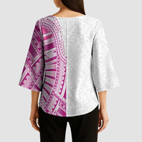 Traditional Polynesian Art Tattoos Kimono Sleeve Blouse Pink Color LT03 - Polynesian Pride