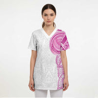 Traditional Polynesian Art Tattoos Scrub Top Pink Color LT03 - Polynesian Pride