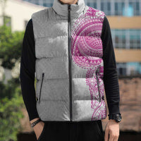Traditional Polynesian Art Tattoos Sleeveless Puffer Jacket Pink Color LT03 - Polynesian Pride