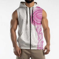 Traditional Polynesian Art Tattoos Sleeveless Zip Hoodie Pink Color LT03 - Polynesian Pride