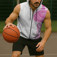 Traditional Polynesian Art Tattoos Sleeveless Zip Hoodie Pink Color LT03 - Polynesian Pride