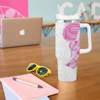 Traditional Polynesian Art Tattoos Tumbler With Handle Pink Color - Polynesian Pride