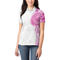 Traditional Polynesian Art Tattoos Women Polo Shirt Pink Color - Polynesian Pride