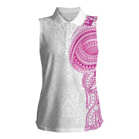 Traditional Polynesian Art Tattoos Women Sleeveless Polo Shirt Pink Color LT03 Female Pink - Polynesian Pride