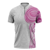 Traditional Polynesian Art Tattoos Zipper Polo Shirt Pink Color LT03 Pink - Polynesian Pride
