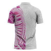 Traditional Polynesian Art Tattoos Zipper Polo Shirt Pink Color LT03 - Polynesian Pride