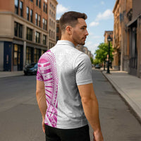 Traditional Polynesian Art Tattoos Zipper Polo Shirt Pink Color LT03 - Polynesian Pride