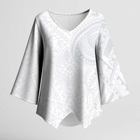 Lotu Tamaiti Kimono Sleeve Blouse Traditional Samoan Art Tattoos LT03 Female White - Polynesian Pride