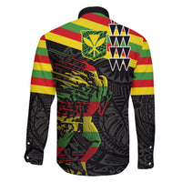 Kanaka Maoli Running Family Matching Off The Shoulder Long Sleeve Dress and Hawaiian Shirt Kakau Pattern with Kanaka Maoli Flag Color