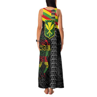 Kanaka Maoli Running Family Matching Tank Maxi Dress and Hawaiian Shirt Kakau Pattern with Kanaka Maoli Flag Color