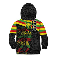 Kanaka Maoli Running Kid Hoodie Kakau Pattern with Kanaka Maoli Flag Color
