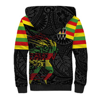 Kanaka Maoli Running Sherpa Hoodie Kakau Pattern with Kanaka Maoli Flag Color