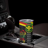 Kanaka Maoli Running Tumbler Cup Kakau Pattern with Kanaka Maoli Flag Color