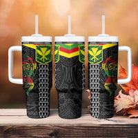 Kanaka Maoli Running Tumbler With Handle Kakau Pattern with Kanaka Maoli Flag Color