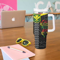 Kanaka Maoli Running Tumbler With Handle Kakau Pattern with Kanaka Maoli Flag Color