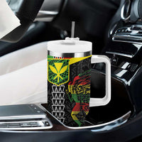 Kanaka Maoli Running Tumbler With Handle Kakau Pattern with Kanaka Maoli Flag Color
