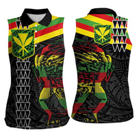 Kanaka Maoli Running Women Sleeveless Polo Shirt Kakau Pattern with Kanaka Maoli Flag Color
