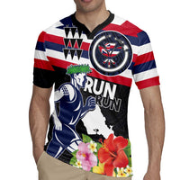 Honolulu Running Race Rugby Jersey Hawaii Marathon Kakau Art with Hibiscus and National Flag Style
