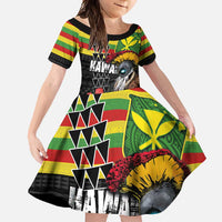 Kanaka Maoli Ikaika Warrior Family Matching Long Sleeve Bodycon Dress and Hawaiian Shirt Hibiscus Kakau Art and Tapa Tribal Pattern