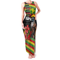 Kanaka Maoli Ikaika Warrior Family Matching Tank Maxi Dress and Hawaiian Shirt Hibiscus Kakau Art and Tapa Tribal Pattern