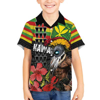 Kanaka Maoli Ikaika Warrior Kid Hawaiian Shirt Hibiscus Kakau Art and Tapa Tribal Pattern