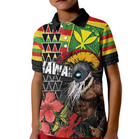Kanaka Maoli Ikaika Warrior Kid Polo Shirt Hibiscus Kakau Art and Tapa Tribal Pattern