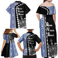 Fiji Queen Victoria School Family Matching Off Shoulder Maxi Dress and Hawaiian Shirt Tapa and Polynesian Tribal Pattern Half Style LT03 - Polynesian Pride
