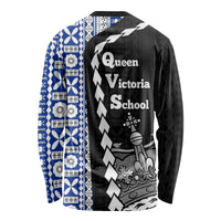 Fiji Queen Victoria School Long Sleeve Shirt Tapa and Polynesian Tribal Pattern Half Style LT03 - Polynesian Pride