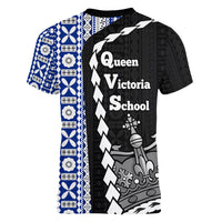 Fiji Queen Victoria School Women V Neck T Shirt Tapa and Polynesian Tribal Pattern Half Style LT03 - Polynesian Pride