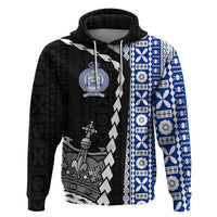 Fiji Queen Victoria School Zip Hoodie Tapa and Polynesian Tribal Pattern Half Style LT03 Pullover Hoodie Black - Polynesian Pride