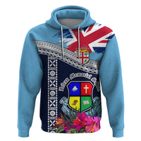 Fiji Lelean Memorial School Zip Hoodie Tapa and Polynesian Tribal Pattern LT03 Pullover Hoodie Blue - Polynesian Pride