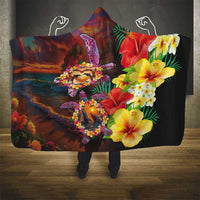 Hawaiian Sea Animals Love Couple Hooded Blanket Aloha Sunset Symphony LT03 - Polynesian Pride