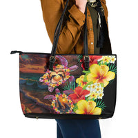 Hawaiian Sea Animals Love Couple Leather Tote Bag Aloha Sunset Symphony LT03 - Polynesian Pride