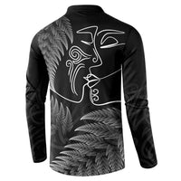 New Zealand Valentine's Day Button Sweatshirt Silver Fern and Line Art Love Couple LT03 - Polynesian Pride