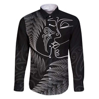 New Zealand Valentine's Day Family Matching Puletasi and Hawaiian Shirt Silver Fern and Line Art Love Couple