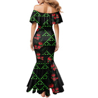 Hawaiian Green Kakau Art Tattoo-Ohia Lehua and Taro Leaves Family Matching Mermaid Dress and Hawaiian Shirt