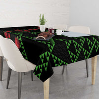 Hawaiian Green Kakau Art Tattoo-Ohia Lehua and Taro Leaves Tablecloth LT03 - Polynesian Pride