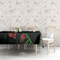 Hawaiian Green Kakau Art Tattoo-Ohia Lehua and Taro Leaves Tablecloth LT03 - Polynesian Pride