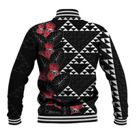 Hawaiian White Kakau Art Tattoo-Ohia Lehua and Taro Leaves Baseball Jacket LT03 - Polynesian Pride