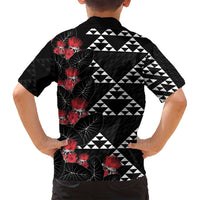 Hawaiian White Kakau Art Tattoo-Ohia Lehua and Taro Leaves Family Matching Tank Maxi Dress and Hawaiian Shirt