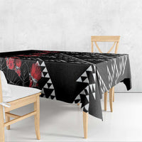 Hawaiian White Kakau Art Tattoo-Ohia Lehua and Taro Leaves Tablecloth LT03 - Polynesian Pride