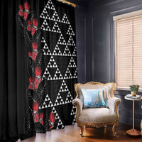 Hawaiian White Kakau Art Tattoo-Ohia Lehua and Taro Leaves Window Curtain LT03 - Polynesian Pride