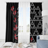 Hawaiian White Kakau Art Tattoo-Ohia Lehua and Taro Leaves Window Curtain LT03 - Polynesian Pride