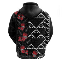 Hawaiian White Kakau Art Tattoo-Ohia Lehua and Taro Leaves Zip Hoodie